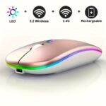 Rechargeable Led Backlit Wireless Mouse, Ultra-Thin 2.4G/5.2 Dual Mode Silent Portable Usb Optical Gaming Mouse, Compatible With Laptop/Desktop/Tablet, Ambidextrous Design, 500Mah Battery, Type-C Charging, No Charger Included, Computer Accessory | Ambidextrous Design | Type C Charging Port, Mouse Accessories - Image 9