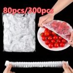 80Pcs/300Pcs Reusable Elastic Food Covers - Adjustable Plastic Bowl Lids For Freshness & Safety, Kitchen Storage Bags (33.3Cm X 12.99In), Keep Fruits And Food Fresh!, Food Preservation | Elastic Edge Covers | Secure Closure, Food Storage