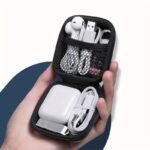 Luxury Storage Case, Earphone Case Hard Headphone Bag For Airpods Earpods Ear Pads Wireless Earphone Accessories, Ideal For Organizing Earbuds, Chargers, And Small Accessories, Accessory Organizer, Durable Sleek Black Case, 7*7*3Cm