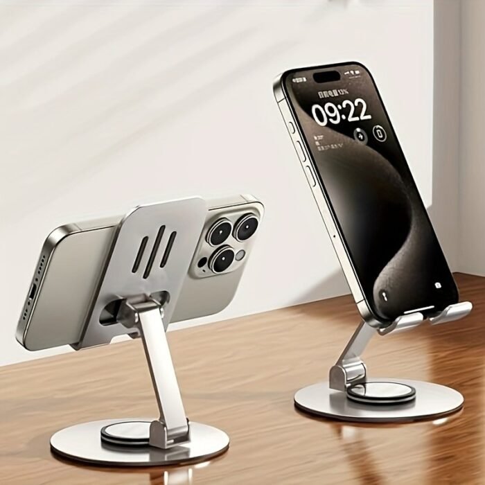Metal 360? Rotatable, Foldable And Adjustable Phone Holder For Desktop Live Streaming, Not For Car Use - All-Metal Foldable Holder Carbon Black - Image 1