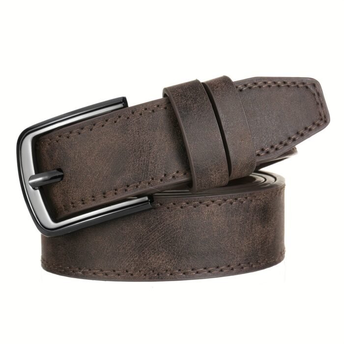 Stylish Wide Stitching Alloy Buckle Belt For Men - Durable, Adjustable, And Comfortable Accessory For Jeans And Trousers - Perfect For Daily Wear, Sports, And Casual Occasions - Image 6