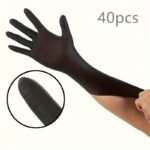 Heavy-Duty Gloves, 20/40/100 Black Nitrile Gloves, Anti-Slip Textured Fingertip Gloves, Disposable Nitrile Gloves, Suitable For Cleaning, Dishwashing, Kitchen Cleaning: Home Cleaning Gloves - Image 5