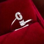 Fashionable 26 English Letters Four-Prong Synthetic Synthetic Zirconia Open Adjustment Ring - Image 45