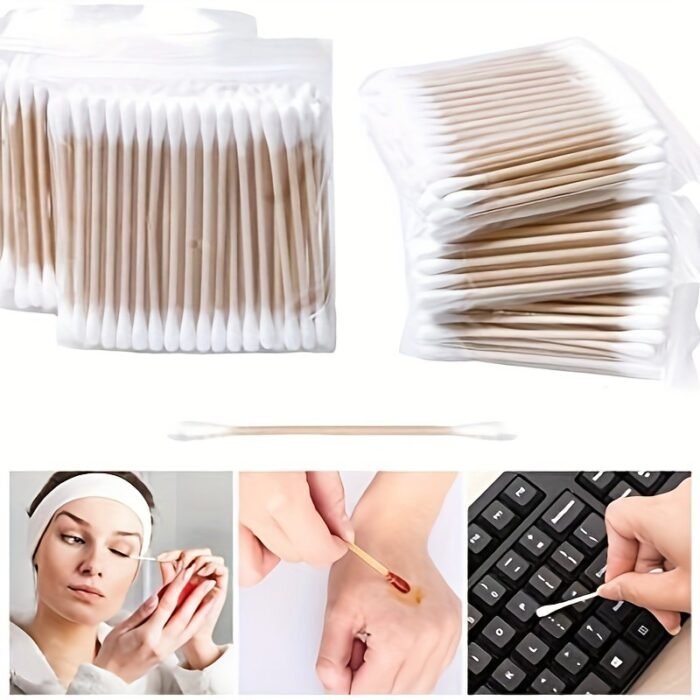 100/300/500/800Pcs Jiyan Premium Dual-Tip Swabs - Hypoallergenic, Lint-Free & Alcohol-Free Reusable Ear Cleaning & Makeup Applicator Sticks With Individually Wrapped Hygienic Packaging For Sensitive Light Beige - Image 6