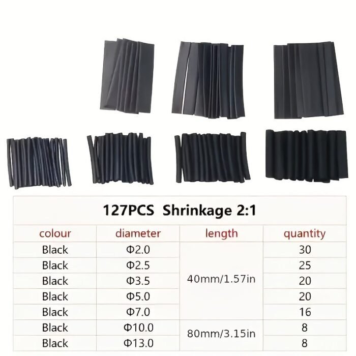 127Pcs Electrical Connection & Wire Wrap Cable Protection Kit - 2:1 Waterproof Shrinkage, Rubber Cable Sleeving, Electrical Wire Protection, Wire Protection, Electrical Cable Protectio - Image 5