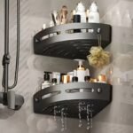 2Pcs Corner Shower Caddy - No-Drill Adhesive Bathroom Storage Rack, Wall-Mounted Organizer For Shampoo & Essentials - Image 2