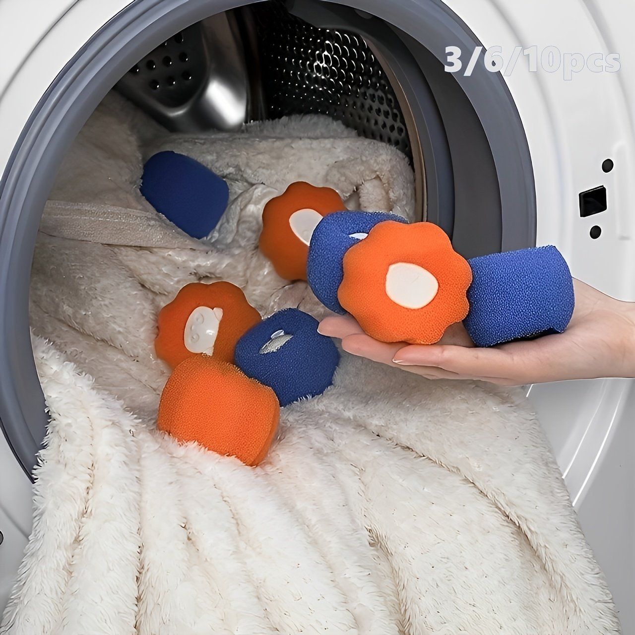 product-fancy-17af9ad6-722e-4501-84d8-dc2fbdcf8af3.jpg 3/6/10Pcs Pet Hair Remover Used In Washing Machine, Dryer Ball Reuse, Reduce Wrinkles, Save Washing Machine Free Drying Time - Image 1