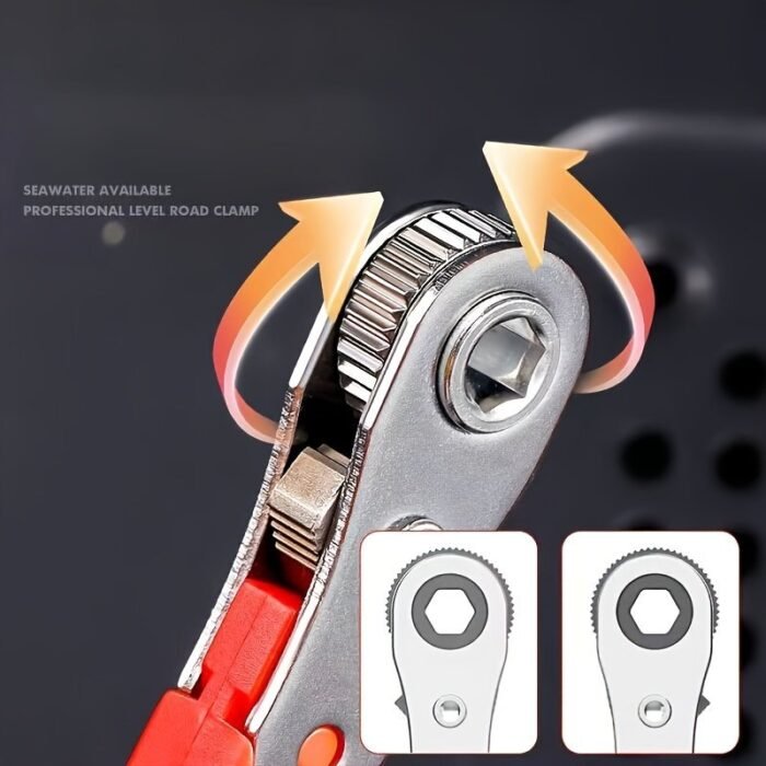 1Pc Red Steel Multi-Function Screwdriver With Ratchet, Elbow Wrench, Right Angle Bender, Cross Head Set - Narrow Space Compatible, Manual Uncharged Tool, No Battery Required - Image 2