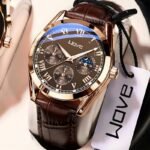 1Pc Men'S Fashion Quartz Watch Men'S Quartz Wrist Watch, Business Style, Round Alloy Case, Pu Leather Strap, Non-Rechargeable Battery, Fashionable Casual Business Watches