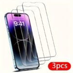3-Pack Glossy Tempered Glass Screen Protectors, Full Coverage Anti-Fingerprint Overlay For Iphone 14/13/12/11/Se/X/Xr/Xs/8/7 Plus - Case Friendly, Anti-Scratch & Shatterproof - Image 3