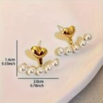1 Pair Pearl Earrings Simple 1 Pair Vintage-Inspired Ladies Pearl Earrings - Stainless Steel Ear Needles, Faux Pearl Decor, Simple & Elegant Design For Daily, Party Occasions, And Valentines Day Gifts - Alloy Material, No Plating - Image 7