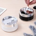 1Pc Stainless Steel Ashtray, Sealed Windproof Ashtray, Living Room Household Rotary Thickening Ashtray - Image 6