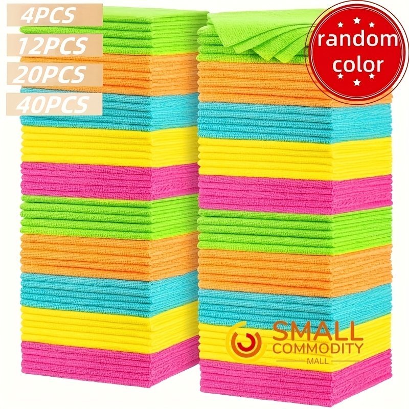 product-fancy-1f5f8a5d-64e0-4530-879b-678875426070.jpg 40Pcs/20Pcs/12Pcs/ 4Pcs Of Microfiber Cleaning Cloth 40Pcs Of Cleaning Rags For Housekeeping, Kitchen, Car, Reusable, 5 Colors Randomly Mixed, Unspecified Color (Green/Blue/Yellow/Orange/Pink) - Image 1