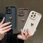 3D Golden Love Frosted Mobile Phone Case For Iphone 16 15 14 13 12 11 Pro Max Xs Xr 7 8 Plus Se 2020