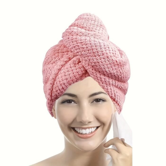 1/3 Pack Softtouch Microfiber Hair Towel Wrap For Women - Quick Drying, Coral Fleece, 300Gsm Super Absorbent, Comfortable Blow Dry Towel, Ideal Bathroom Accessory, Essential Daily Hair Care Gift, Knitted Polyester Fiber, Low Shedding, Fragrance-Free, Suitable For Normal & Curly Hair - Image 3