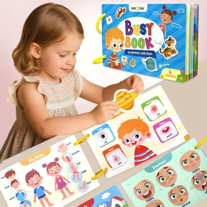 6 Themes Busy Book With, Cardboard, Educational Learning Toys For Cognitive And Thinking Abilities, Body, Animals, Food, Planet, Traffic, Emotion, Parent- Christmas Gift, Family Game, Travel, Bedtime Activities, Cognitive Development, Interactive Book, Colorful Pages, Highquality Print, Sturdy Binding, Educational Gift, Busy Board, Parents And Teachers, And - Image 6