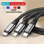 3-In-1 Fast Charging Usb Cable, Nylon Braided, For Iphone 14 13 12 Pro Max Xs Max Charger Cable For, Redmi, Oneplus, Xiaomi Usb C Mobile Phones, S20A13 S10 Note 20 10 9 Moto Android Type-C Cable For Apple Android, A Halloween Gift