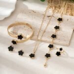 Lucky Clover Bracelet, Necklace, Earrings, Bracelet, Ring Set Of Five - Image 4