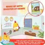 Rooster'S Early Wake-Up Lift-The-Flap Books, Good Wake - Up Habit Formation For Kid, Cute Illustration Style, Interactive Picture Push-Pull Book, By The Artist, Early Education Enlightenment, Best Birthday Gift, Bear Tale - Image 5