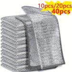 40/20/10-Pack Multi-Purpose Miracle Metal Cleaning Cloths, Enlarged Dishwashing Scrub Pads For Kitchen, Suitable For Wet And Dry Use With Mesh Microfiber ? Ideal For Metals, Cookware & Utensils