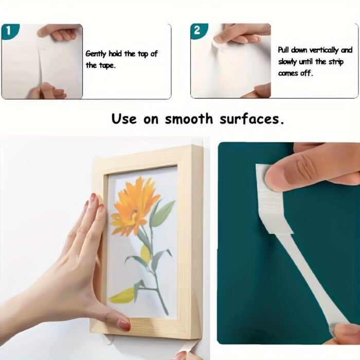 12Pcs Of Hanging Strips Without Drilling, Double-Sided Adhesive Wall Installation Tape, Suitable For Picture Frames - Damage-Free, Waterproof, Easy To Install And Remove, Perfect Home Decoration - Image 8