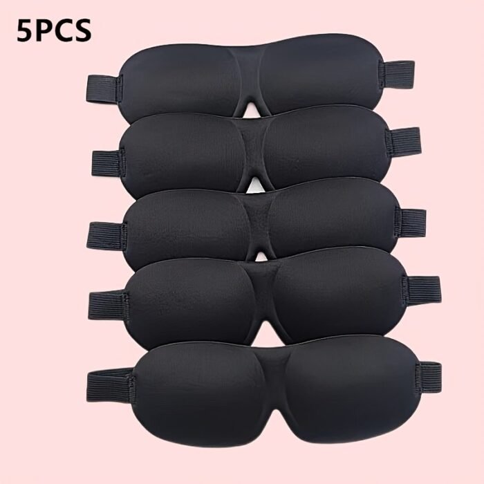 1/3/5/10 Pack Sleep Pure Black 3D Contoured Eye Mask - Pure Blackout, Soft Comfortable Ergonomic Design, Hypoallergenic & Fragrance-Free For Adults, Men & Women - Travel, Home, Office Use, Sleep Enhancement | Modern Sleepwear | Skinfriendly Material, Sleep Mask Father'S Day, Mother'S Day Gift - Image 5