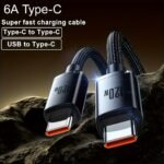 120W 6A Type C To Type C/Usb To Type C Super Fast Charging Cable For Samsung S23 S22 S21 Xiaomi 12Pro K50 K60 Redmi Huawei P40 P60 Android Oppo Phone Charger Usb C Cord Macbook Pro Ipad Pro Data Usb C Type-C Transfer Cord - Image 6