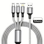 3-In-1 Nylon Braided Usb Cable With Fast Charging, 5-10W Power Delivery, Red & Black, Durable & Flexible Design For Smartphones, Tablets, And Laptops, Smartphone Charging Cable, Multidevice Charging, Modern Cable, Highquality Cable - Image 10