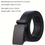 1Pc Men'S Black Automatic Buckle Slider Belt Business Casual Pu Leather Belt, Ideal Choice For Gifts - Image 2