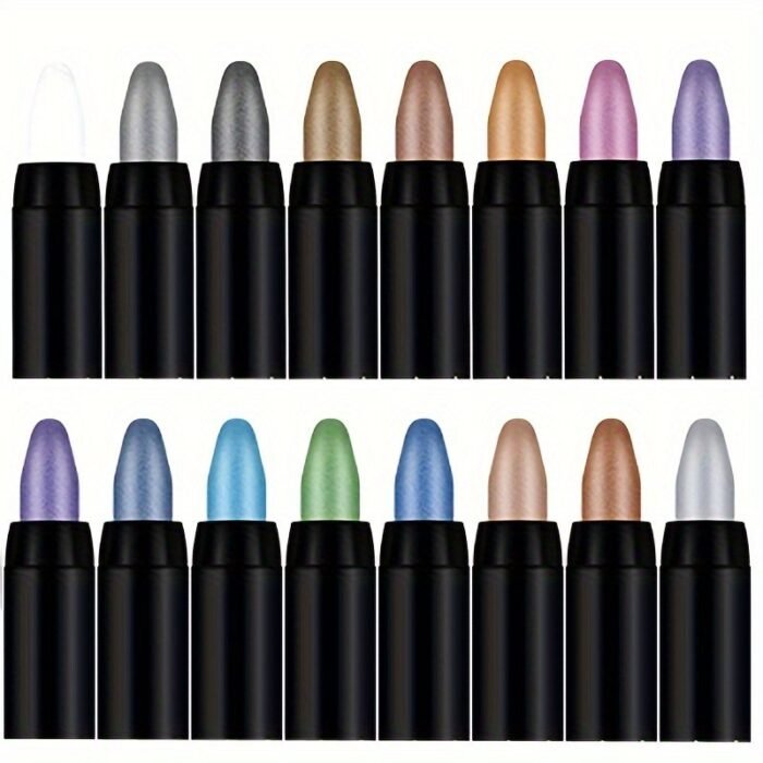16-Color Matte & Shimmer Eyeshadow Stick - Long-Lasting, Waterproof, Blendable, Smudge-Proof For Precise Eye Makeup - Perfect For Dates, Parties & Birthdays - Sophisticated Look With Metallic Shades, Birthday Makeup | Rotating Mechanism | Smudgeproof Makeup - Image 12