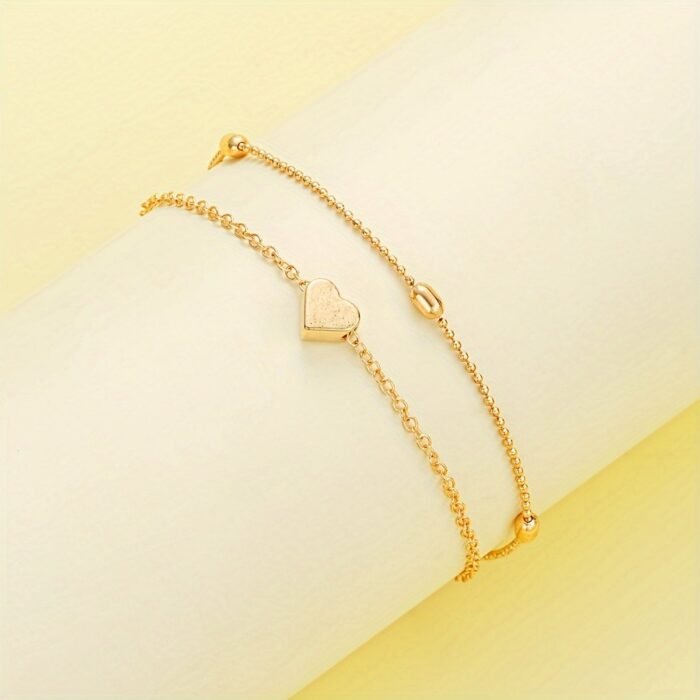 3Pcs Simple Heart-Shaped Faux Necklace And Bracelet Set For Women, Perfect For Dating And Casual Attire - Image 5