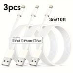1Pc/3Pcs For Iphone Charger Cable Lightning Data Cable, Original 100.58/201.17/304.8Cm Usb A Charging Cable Suitable For Iphone 13 12 11 Mini Pro Xr Xs Max X Se 8 7 6 Plus For Ipad Ipod For Airpods - White, Lightning To Usb Adapter, Lightning Charging Cable, Fast Charging Cable, Device Charging, Compact Connector, Tanglefree Wire, Reinforced Connector, Highquality Wire, Fast Charging Wire, Gadget Lovers, Mobile Accessories, Portable Accessory, Lightweight Wire, Ofc Cable Construction, Durable - Image 7