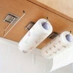 1Pc Paper Towel Holder, Wall-Mounted Stainless Steel Paper Towel Storage Rack, Household Perforation-Free Paper Towel Rack, For Living Room, Bathroom And Kitchen, Home Organizers And Storage, Home Accessories