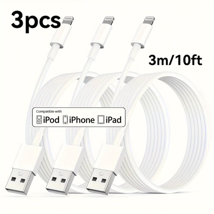 3Pcs/1Pc For Iphone Charger, 12W Long Lightning To Usb Cable 10Ft 6Ft 3Ft Fast Charging Cable For Iphone 14 Pro Max/13/13 Pro Max/12Mini/11 Pro/11/Pro Xs/Xr/8/7/6S/5S - Image 13