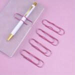 1Pc/5Pcs Metal Love Creative Paperclip Style Pen Holder, Simple Portable Student Notebook Holder Accessories Round Ballpoint Pen Clip - Image 15
