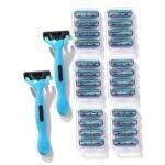 2 Handles + 24/26 Blades / Men'S And Women'S Manual Safety Razor With 3/6 Layers Of Stainless Steel Hair Removal Shaver Blade Replaceable Shaving Head Shaving Tool - Image 11