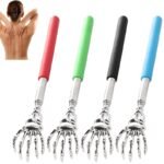 1Pc Stainless Steel Extendable Back Scratcher - Telescopic Adjustable 21.08-57.91 Cm With Ergonomic Rubber Handle, Portable Manual Itch Relief Tool For Elderly & Adults, Perfect Gift For Thanksgiving Christmas Birthdays, Personal Care Accessory | Sleek Metallic Finish | Durable Construction