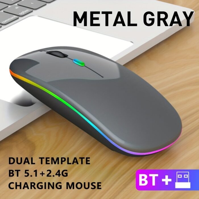 Wowssyo Wireless Gaming Mouse, Ergonomic Right-Handed, Silent Backlit, Trackball Movement, Usb Rechargeable, With Dual Mode 2.4G & 5.1, For Laptop & Ipad, Battery Powered With Glitter Animal Print - Image 5