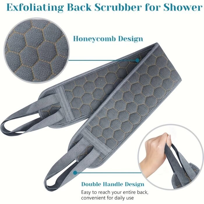 3Pcs/Set Bath Back Exfoliating Set, Loofah Sponge, Bath Glove, Exfoliating Bath Washcloth Towel, Back Scrubber For Shower, For Spa, Massage And Body Scrubs, Body Scrubber Bathing Accessories - Image 6
