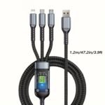 100W Max Multi Charging Cable 3In 1 Multi Usb Charger Fast Charging Cable, Multi Charging Cable 3In 1 Multi Iphone Charger Cable Nylon Braided Mfi Universal Usb Fast Charging Cord With Type-C/Usb C Micro Lightning For Phone Ipad Iphone - Image 10
