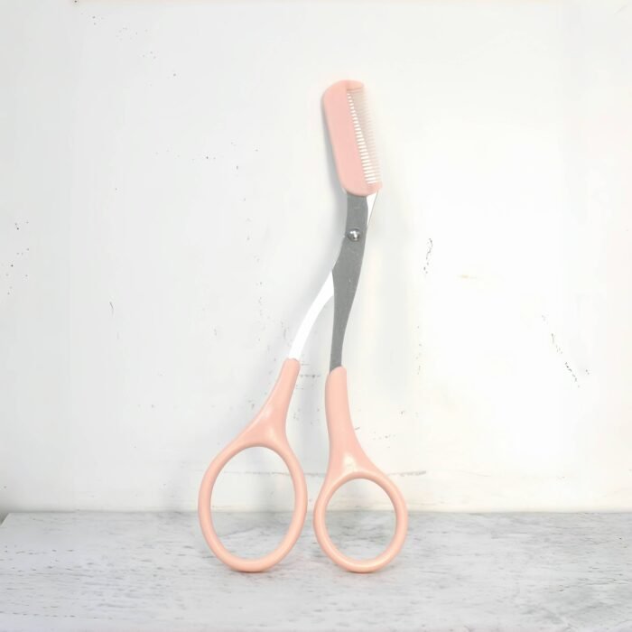 Stainless Steel Precision Eyebrow Trimming Scissors With Integrated Comb, Manual Grooming Tool, Durable Plastic Handle, No Battery Required, For Perfect Brow Shaping - Image 3