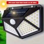 1/2/4/6/8Pcs 100 Led Solar Wall Lights Outdoor Solar Lights Pir Motion Sensor Solar Powered Sunlight Lamps Courtyard Lights Super Bright, 3 Modes Solar Motion Lights Outdoor, Solar Fence Lights Safety Lights For Garden Yard Outside