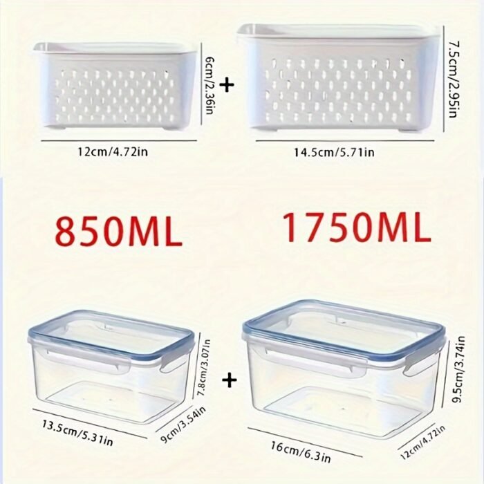 4Pcs/Set - Premium Leak-Proof Food Storage Containers, 2-Layer Airtight Design For Easy Meal Prep - Reusable & Stackable Kitchen Organizers - Perfect For Fruits, Vegetables, Meat & Grains - Image 3