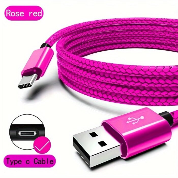 Usb C Fast Charging Cable, Durable Nylon Braided, Flat Shape, Male To Male, No Battery, Usb A To Type C Charger Cord For Iphone 15 Series/Ipad Pro/Air5/Macbook/Samsung S22/S21/S20, 60W, ?36V Compatible - Image 7