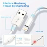1Pc/3Pcs For Iphone Charger Cable Lightning Data Cable, Original 100.58/201.17/304.8Cm Usb A Charging Cable Suitable For Iphone 13 12 11 Mini Pro Xr Xs Max X Se 8 7 6 Plus For Ipad Ipod For Airpods - White, Lightning To Usb Adapter, Lightning Charging Cable, Fast Charging Cable, Device Charging, Compact Connector, Tanglefree Wire, Reinforced Connector, Highquality Wire, Fast Charging Wire, Gadget Lovers, Mobile Accessories, Portable Accessory, Lightweight Wire, Ofc Cable Construction, Durable - Image 6