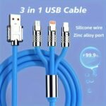 1Pc Oiith 3-In-1 Fast Charging Usb Cable, Silicone Round Male To Male Connector, 20-30W Power Delivery, Compatible With For Iphone & Android Phones, No Battery, Usb Powered, ?36V Operating Voltage, 20-30W Output Power, Usb Cables For Charging, Charging Cable | Modern Cable Design | Durable Cable - Image 4