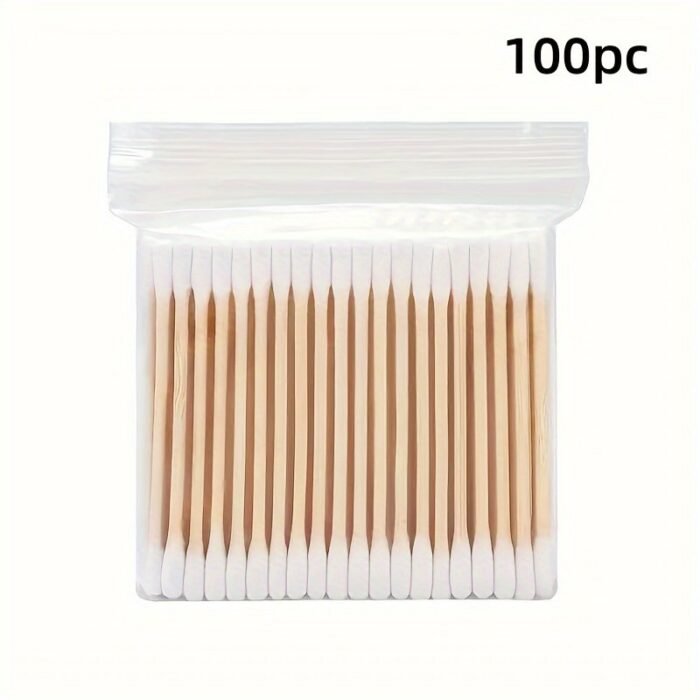 100/300/500/800Pcs Jiyan Premium Dual-Tip Swabs - Hypoallergenic, Lint-Free & Alcohol-Free Reusable Ear Cleaning & Makeup Applicator Sticks With Individually Wrapped Hygienic Packaging For Sensitive Light Beige - Image 4