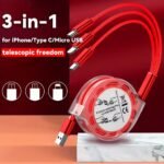 3-In-1 Usb Charging Cable For Iphone/Type-C/Micro Usb Devices Portable Charger For Iphone 14 13 12 11 Pro Max Usb-A To Type-C Cable For Samsung Galaxy S24 23 Ultra S22 S21 S20+ For Honor Realme Xiaomi