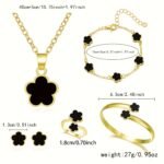 Lucky Clover Bracelet, Necklace, Earrings, Bracelet, Ring Set Of Five - Image 5