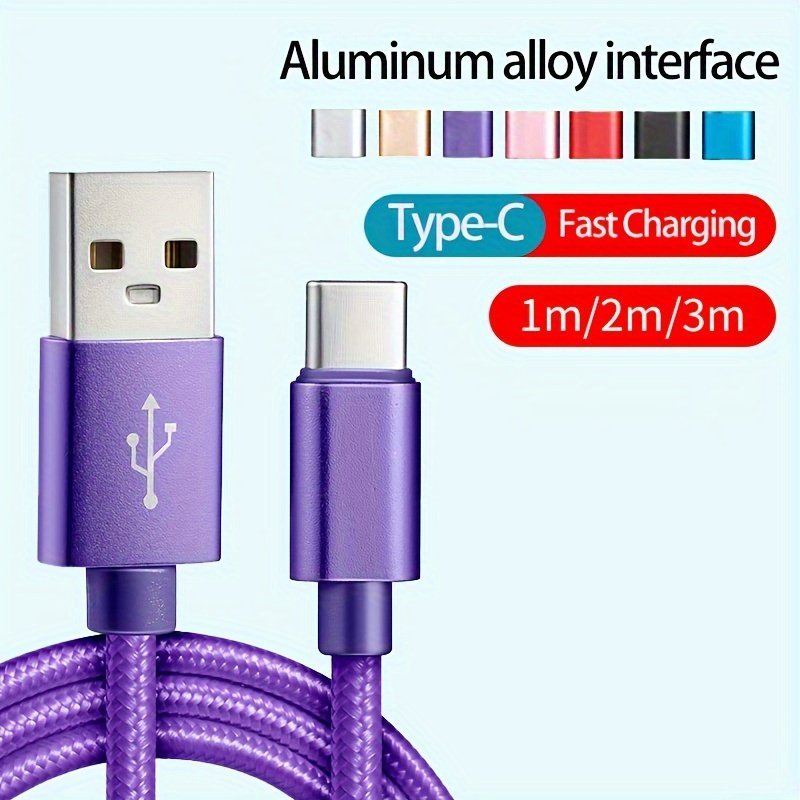 product-fancy-4a0b9cd8-0402-4502-9ed3-1f3d689d85c6.jpg 1Pc/3Pcs Usb Type C Cable For Fast And Safe Charging Is Suitable For Samsung, Redmi, Oneplus Mobile Phone Charging Cables, With A Length Of 1M/2M/3M - Image 1